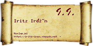 Iritz Irén névjegykártya